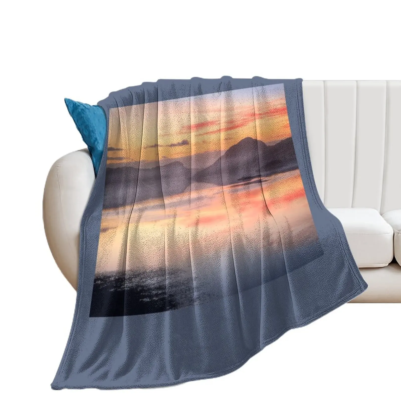 Loch Carron Sunset, Dying Embers, Scotland. Throw Blanket decorative Thermals For Travel Luxury Throw Blankets