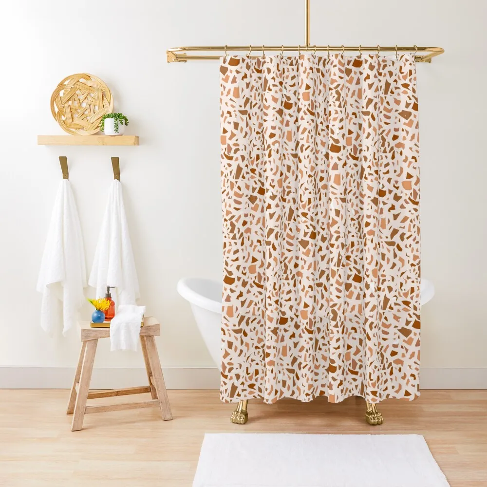 

Terrazzo Pattern Terracotta Beige Shower Curtain Elegant Bathroom For Bathroom Modern Bathroom Accessories Curtain