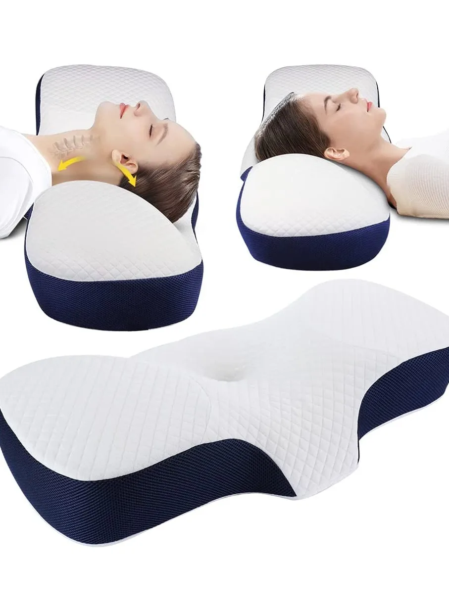 Memory Foam Pillow for Sleeping Size 67 X 12 cm Cervical Pillow for Neck and Shoulder Support Pillow for Side Sleepers Polyester