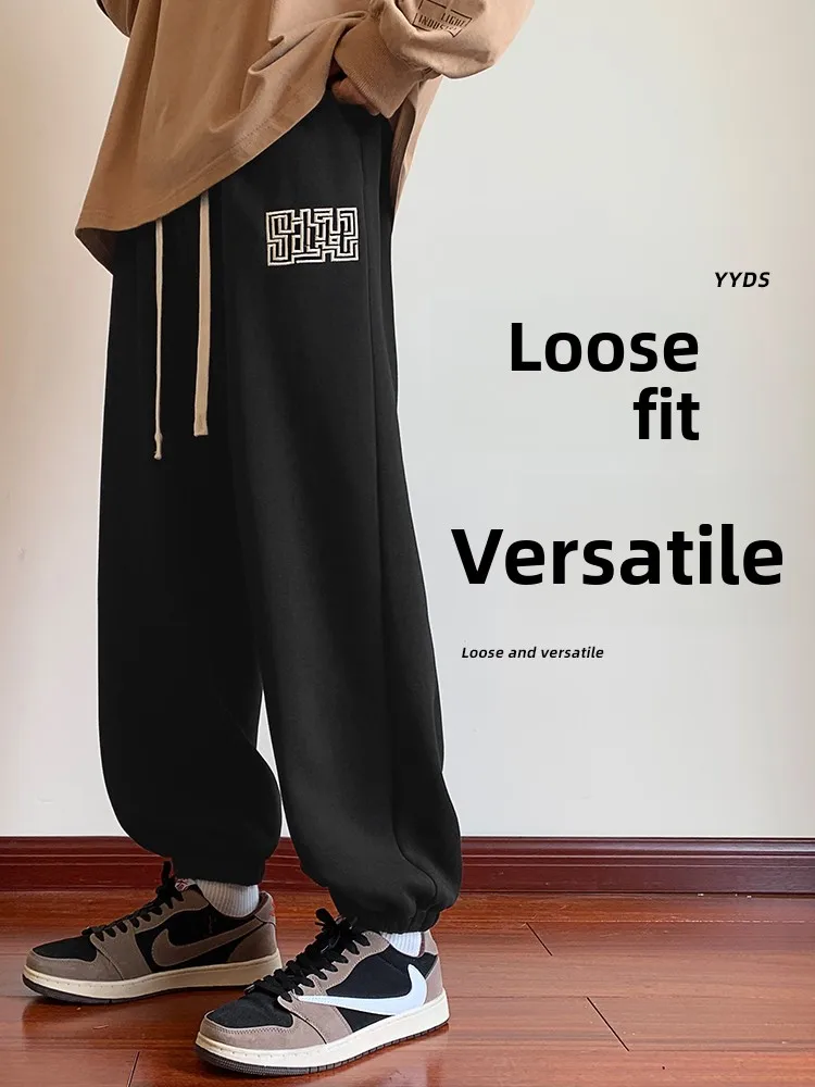 

Loose Men's Casual Pants Spring Autumn Black Fashion Brand New Sport Sweatpants Youthful Style Roman Cloth Low Waist Trousers
