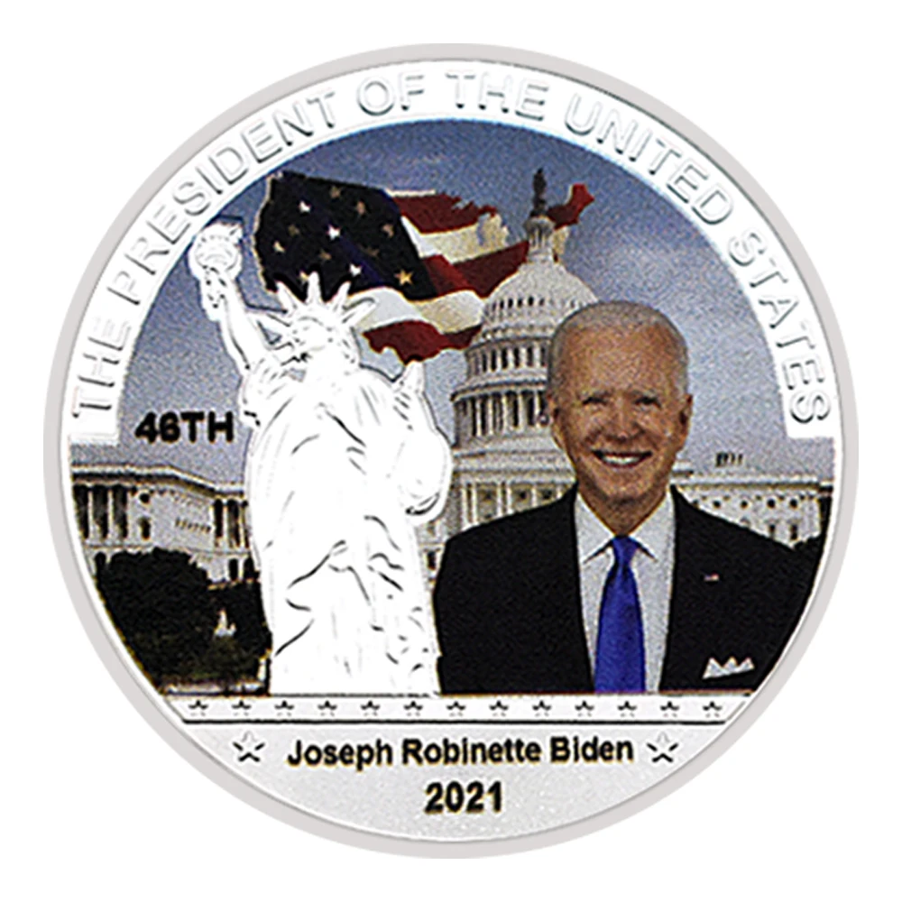 46 US Presidents Commemorative Coins Biden Trump Silver Plated Challenge Coins Embossed Craft Collectable Gift