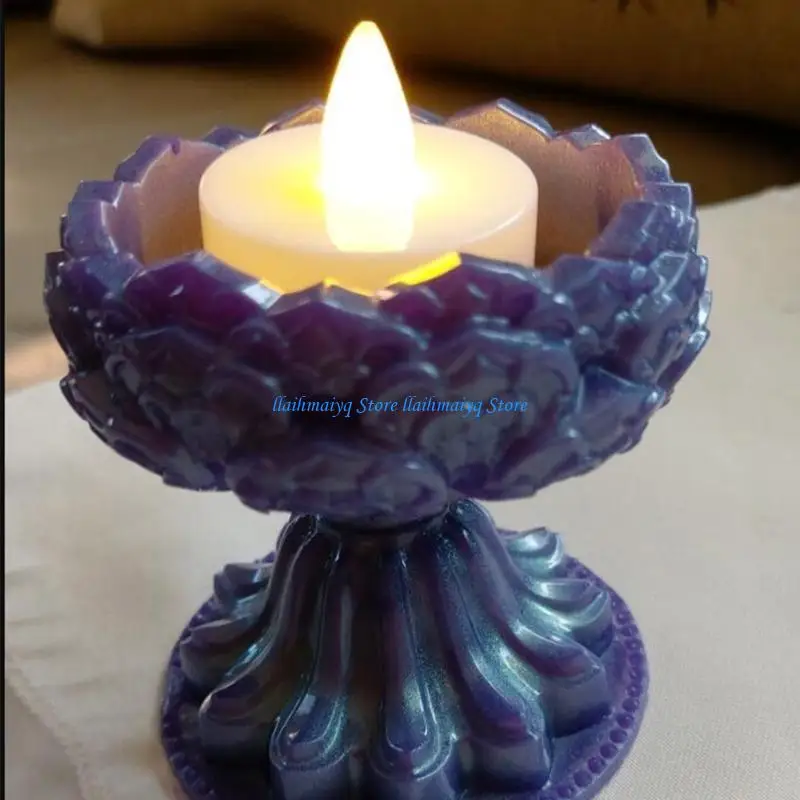 

573B DIY Lotus-Candlestick Silicone Mold Lotus Bracket Resin Mold Lotus Tray Ornaments Epoxy Casting Mold Home Decoration