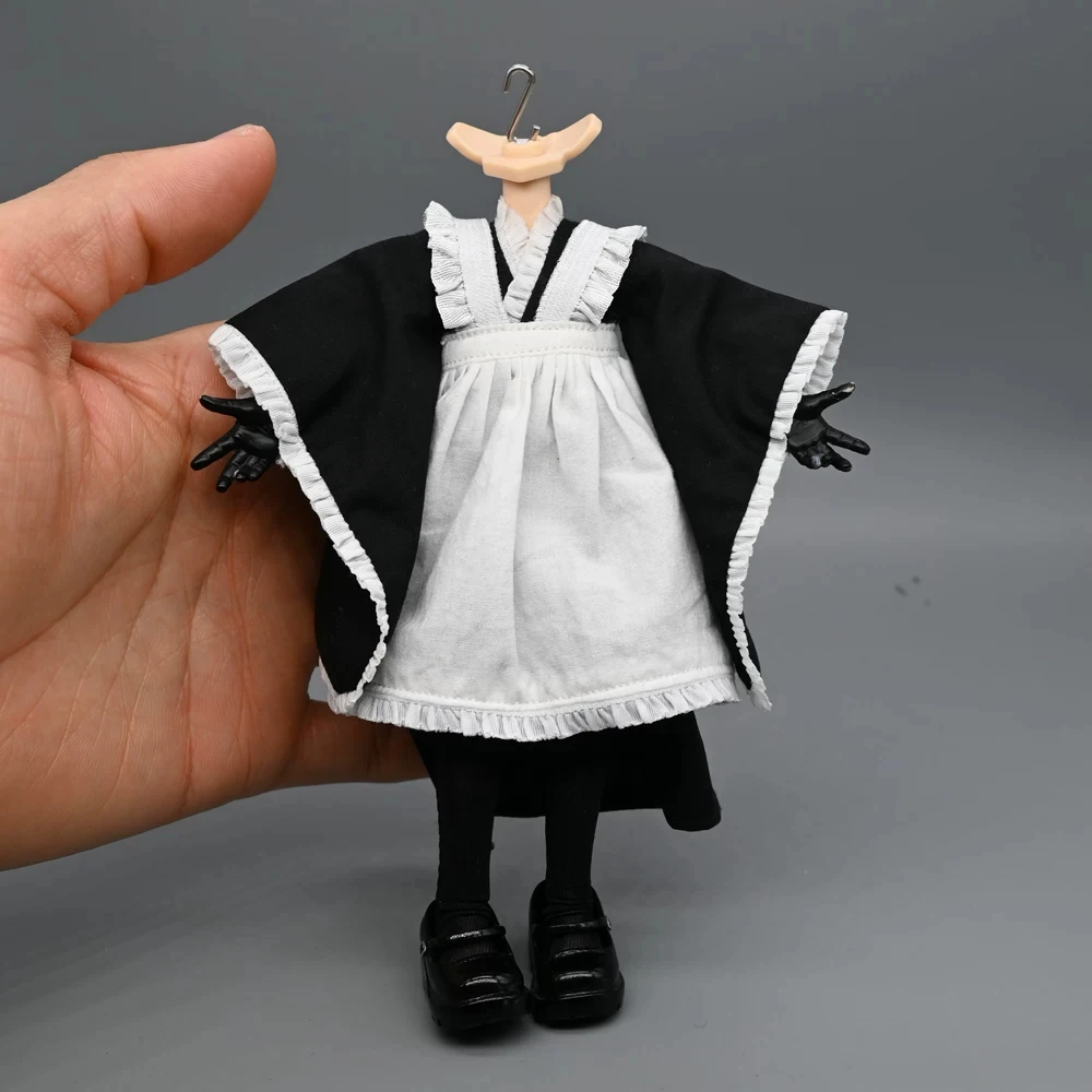 1/12 Scale Women Female Kimono Maid Outfit Clothes Dress and Apron Set Model Fit 6