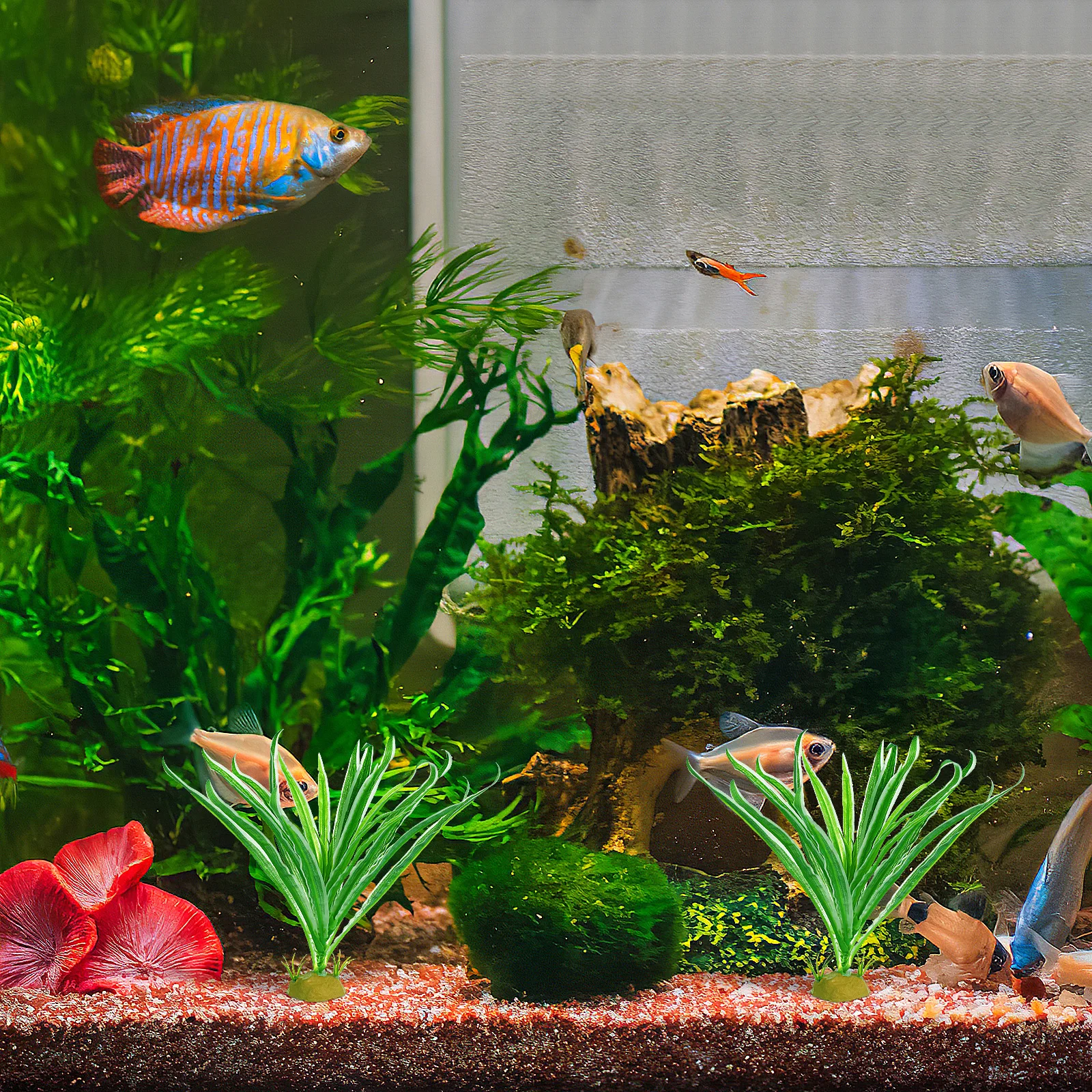 

2pcs Plants Reptile Terrarium Reptile Plants For Terrarium Lifelike Artificial Plant for Fish Tank Habitat Container