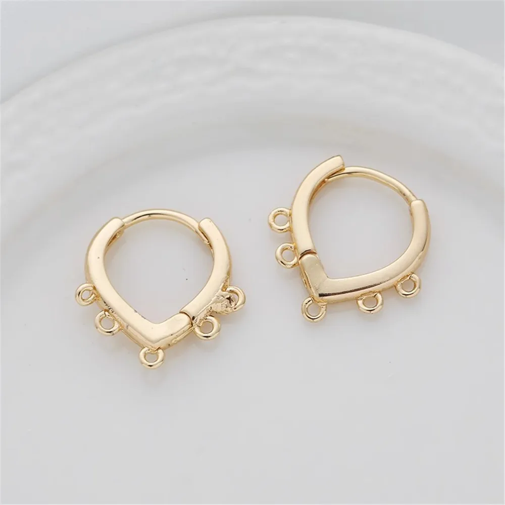 14K Bag Gold Ear Hook Earrings Accessories DIY Handmade Multi-circle Homemade Fringed Stud Earrings Hanging Ring Jewelry