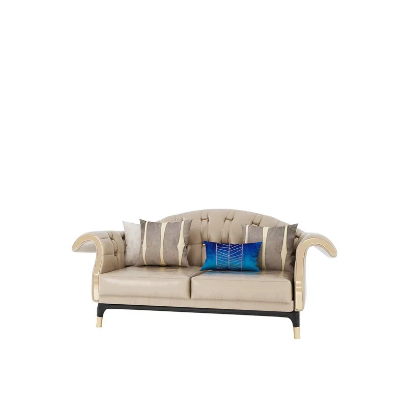 Luxury post-modern leather sofa living room Hong Kong-style light luxury sofa three-person cowhide new sofa three-person