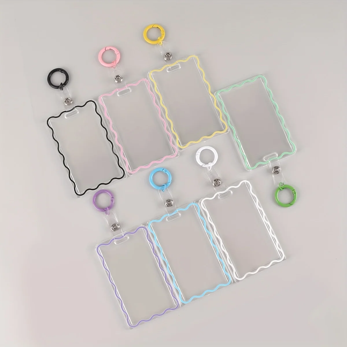 4pcs Card Holder And 4pcs Key Ring Transparent Creative Acrylic Card Holder Student Campus Card Meal Card Protective Cover