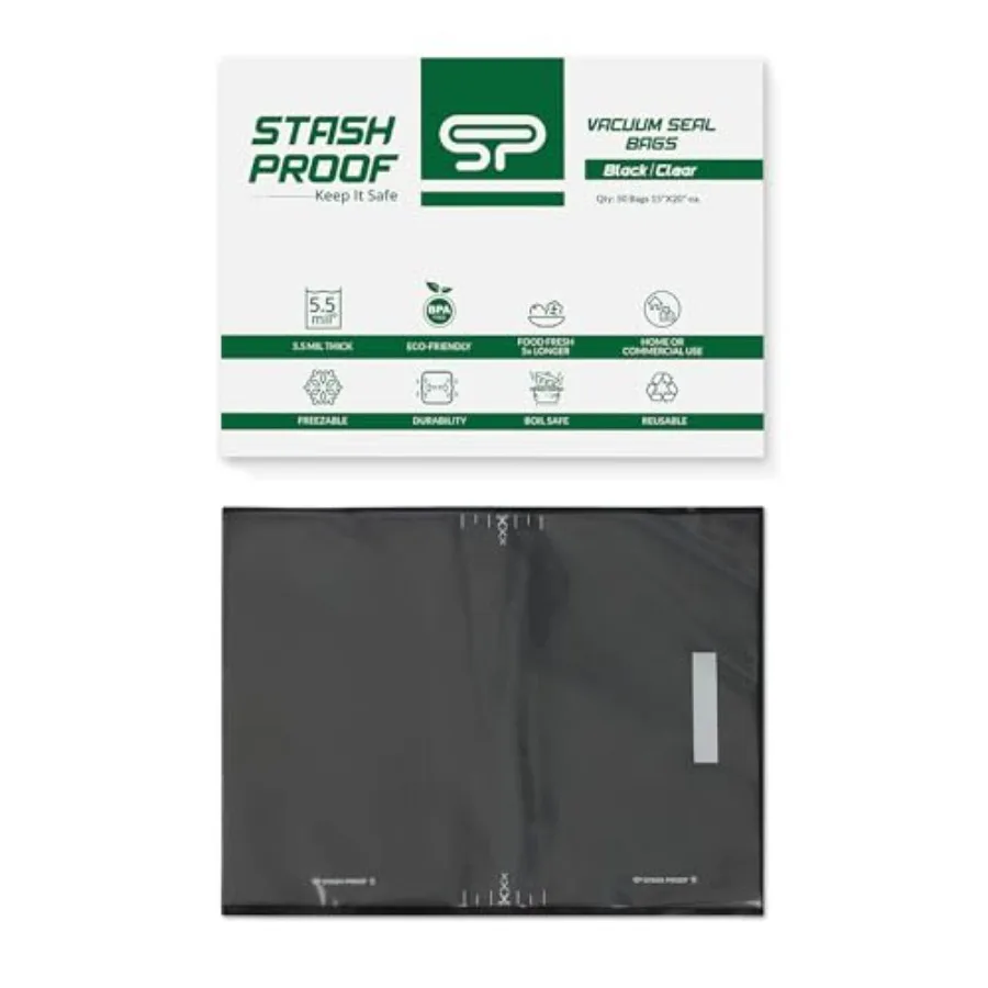 

Vacuum Seal Bags 15" x 20" 50 Count 5.5 Mil (Black and Clear) - BPA Free Commerical Grade Food Saver for Storage Sous Vide and