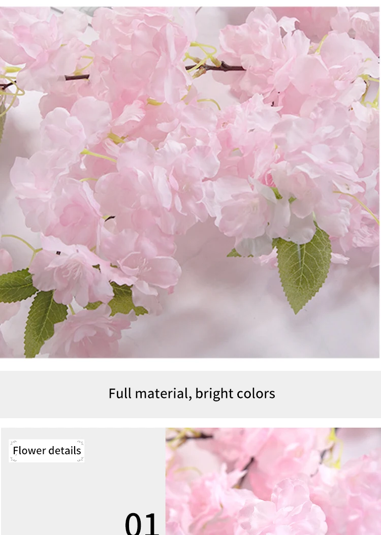 Künstlicher Kirschblütenbaum Rosa Weiß Seidenblume Zweig für Hochzeit Bogen Bonsai DIY Zuhause Party Dekoration – Detail 19