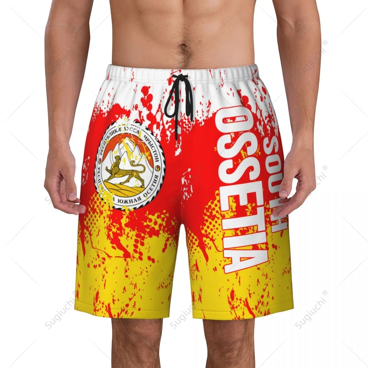 Men's South Ossetia Flag Beach Pants Board Shorts Surfing Boys Soccer Cycling Swimwear Running Polyester