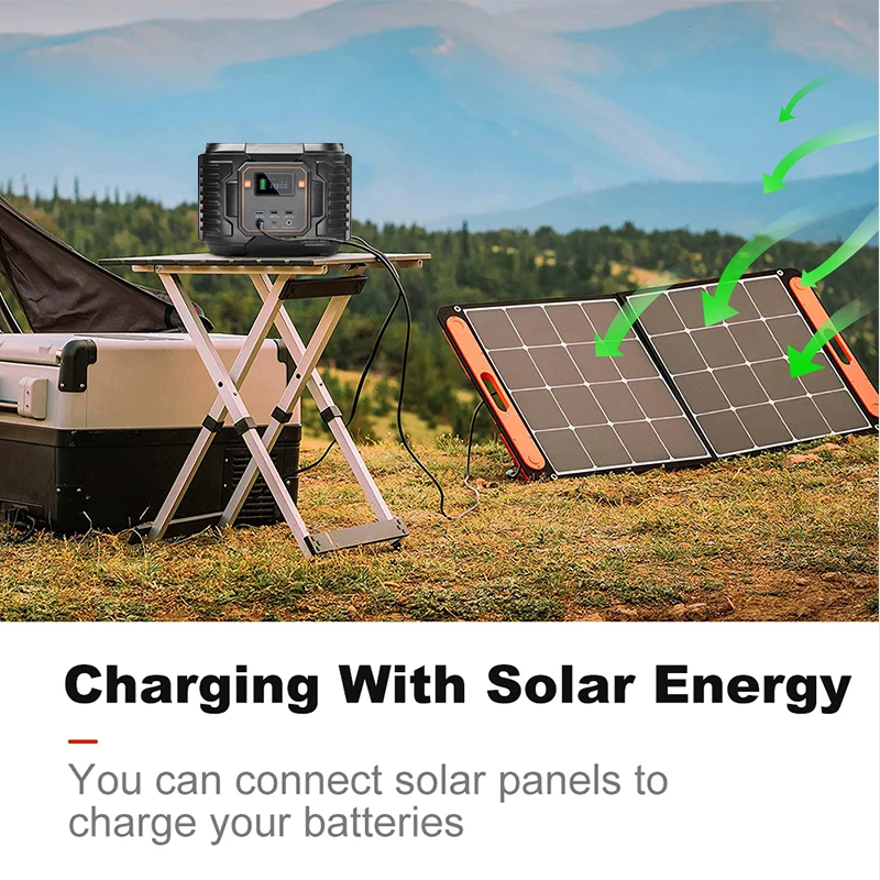 야외 캠핑용 순수 사인파 태양광 발전기, 휴대용 발전소 18650 리튬 배터리, 300W, 110V, 220V