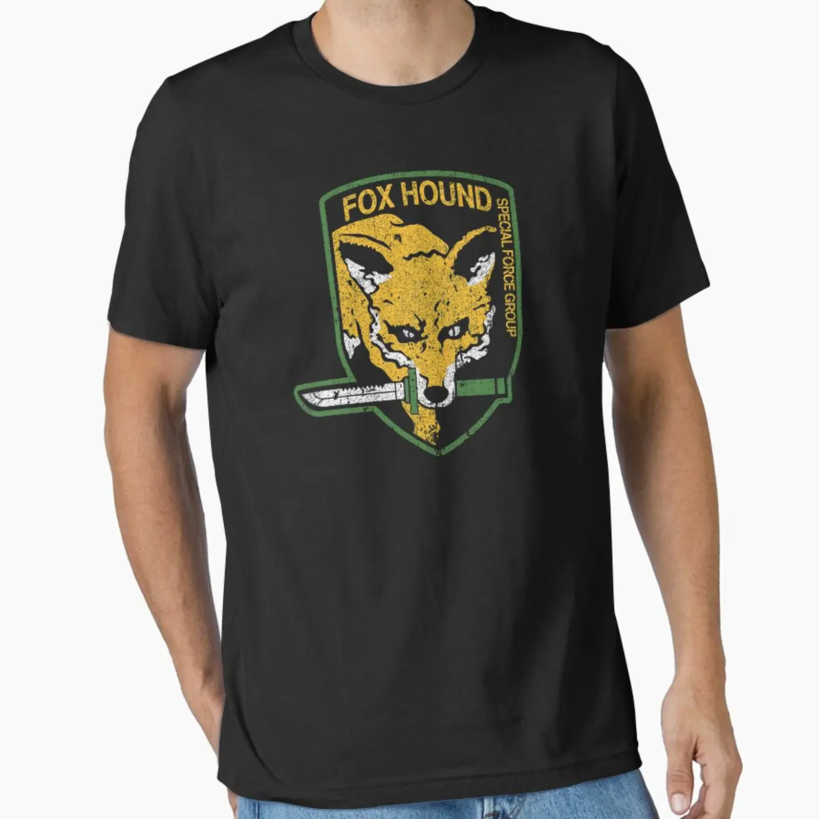 Foxhound designed and sold by huckblade vintage Washed Soft Top For Everyday Wear homme graphic Slightly Stretched