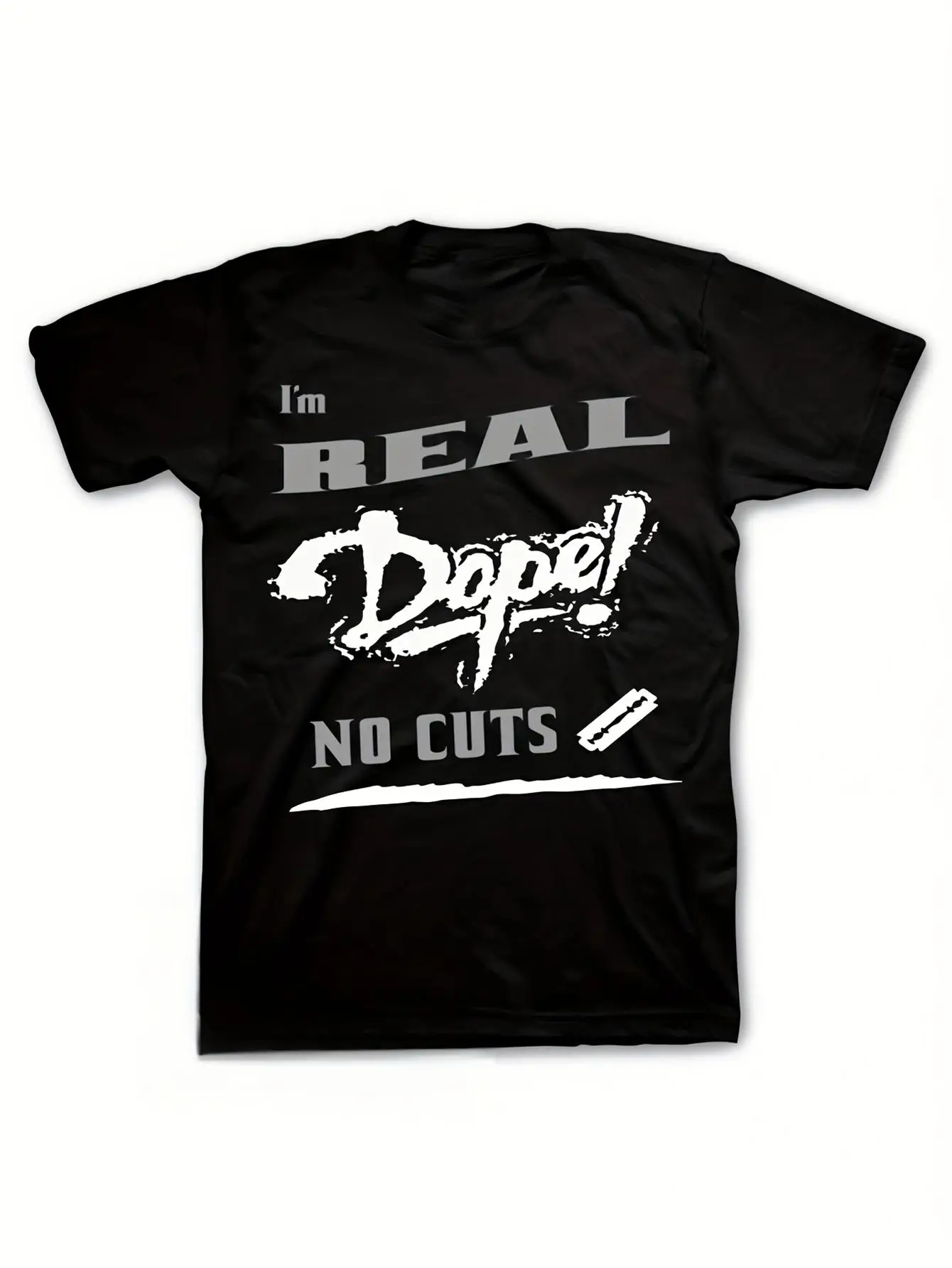 

Men'S & Women'S 100% Funny "I'm REAL Dope! NO CUTS" Vintage Graphic T-Shirt Casual Tee with Bold White Print