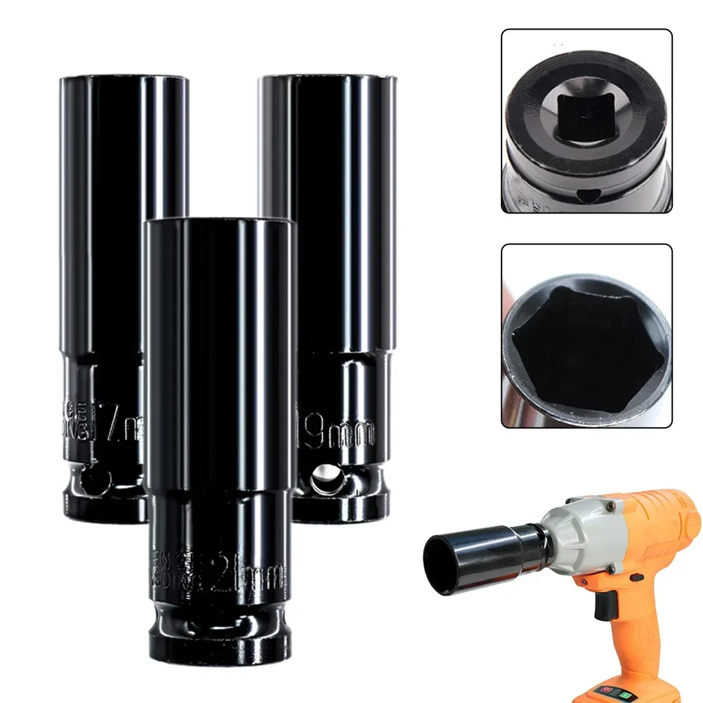 Imagem -02 - Chave de Impacto Elétrica Hexs Cabeça Conjunto Profundo Longo Soquete Chave Pneumática Ferramentas Oficina Mecânica H17-h21 Peças Unidade