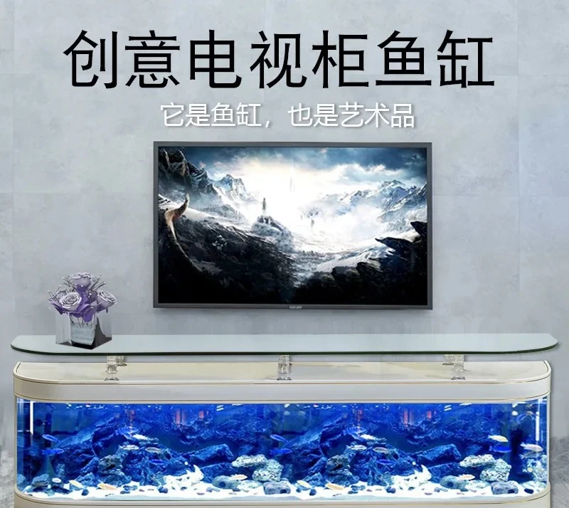 Modern Glass Aquarium Coffee Table Fish Tank Stand for Living Room Home Decor Medium Large Eco System Goldfish Bowl Furniture