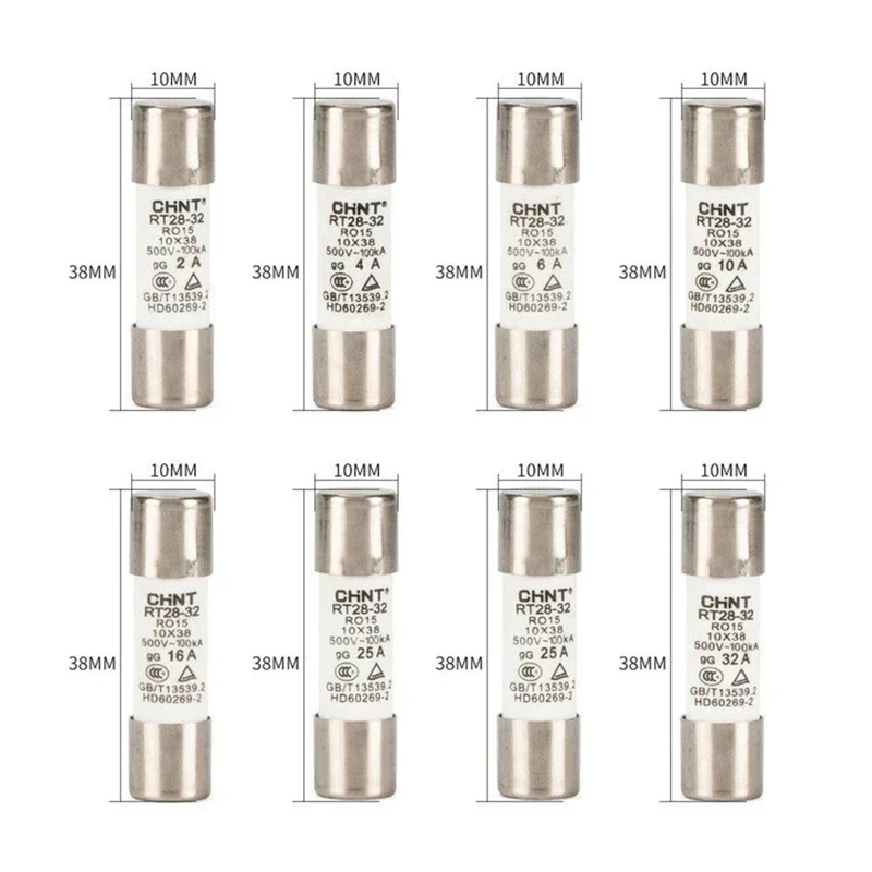 1pc 500V 10*38MM 2A 4A 6A 10A 12A 16A 25A 32A DC PV Solar Fuse Metal Alloys for Solar Power System Protection