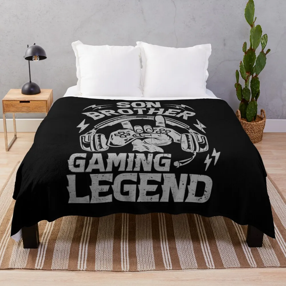 

Son Brother Gaming Legend Gamer Gifts For Teen Boys Gaming Vintage Throw Blanket Personalized Gift