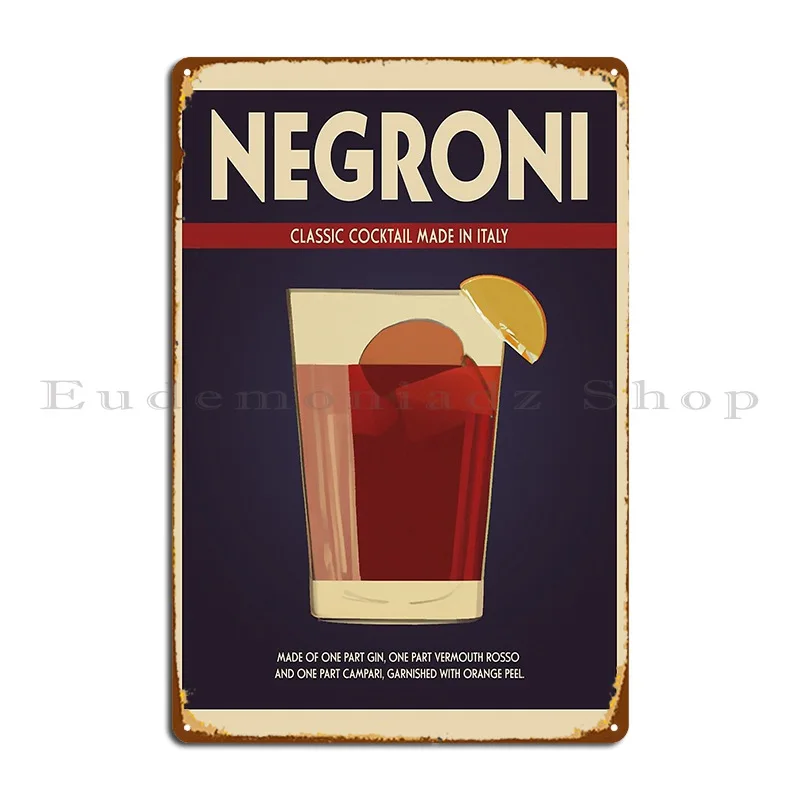 Negroni Retro Ahumbleconcept Metal Sign Club Bar Iron Painting Vintage Wall Decor Tin Sign Poster