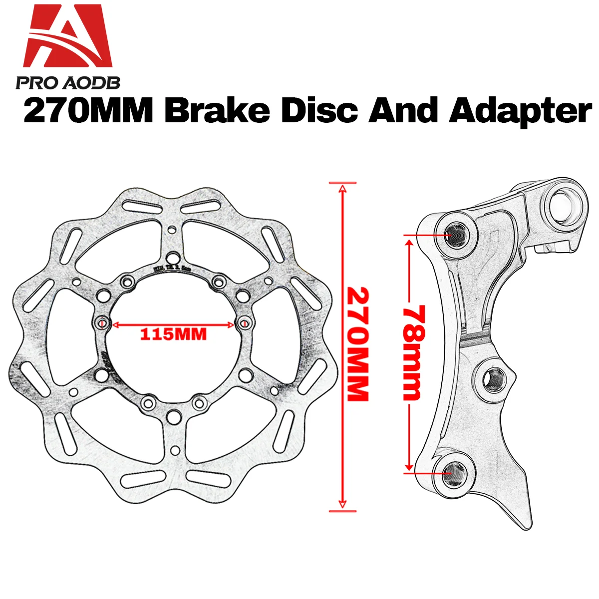Motocross Rotor Disk 270MM For Honda CR 125R 125E 250E 250R CRF 250X 2002-2023Front Floating Brake Disc Brake Caliper Bracket