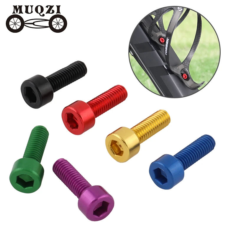 MUQZI 2pcs Bicycle Bottle Cage Screws m5 Ultra-Light Aluminum Holder Bolts MTB Road bike Accessories