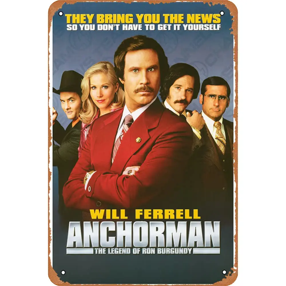 Anchorman The Legend Of Ron Burgundy Movies Poster Movies & TV series Vintage Tin Metal Sign 8x12 Inch Wall Decor