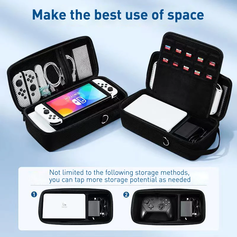 Do przenośnej torby do przechowywania Nintendo Switch Twardy futerał o dużej pojemności Wbudowany uchwyt do akcesoriów do gier NS Switch OLED
