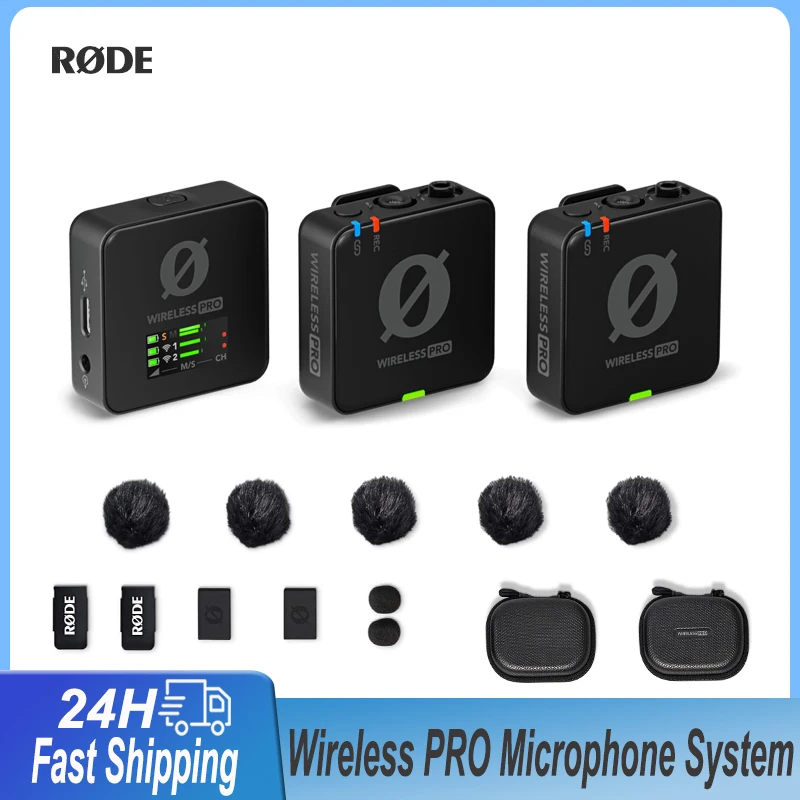

RØDE Wireless PRO Премиум двойной беспроводной петличный микрофон с чехлом для зарядки для камеры iPhone DSLR планшета для смартфона Vlog