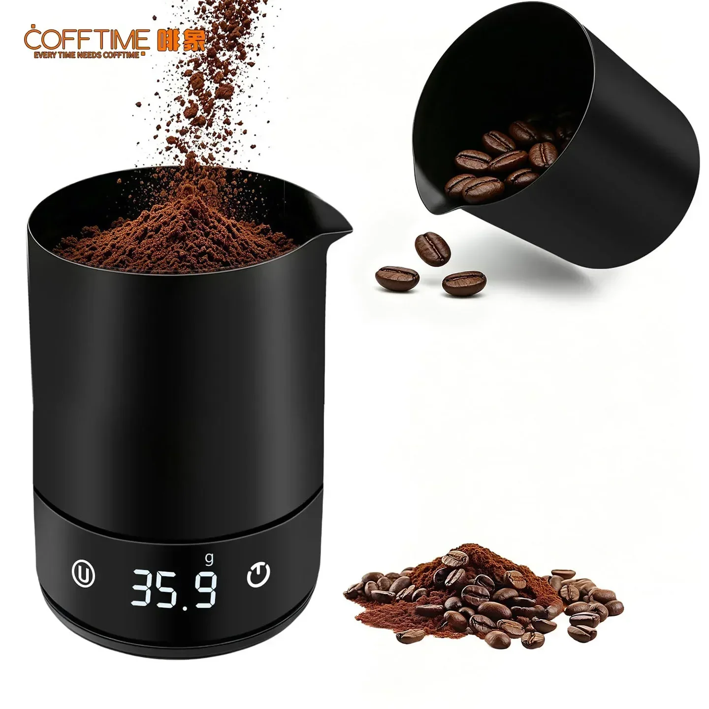 Coffee Espresso Scale Magnetic Coffee Bean Scale Cup with LED Display G/ml/oz High Precision Pour Over Coffee Scale for Barista