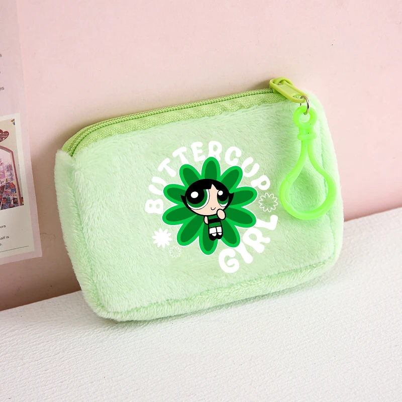 Kawaii The Powerpuffs Girls Cartoon Plush Wallet Kids Anime Fashion Coin Purse Children Cute Printed Money Bag Mini Purses Gifts