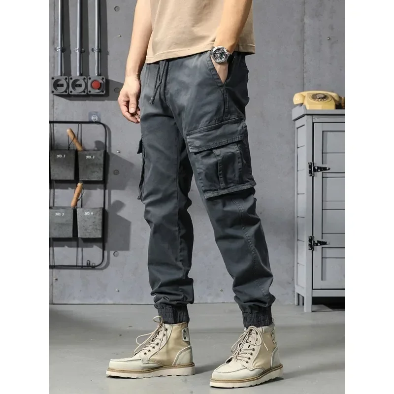 Autumn and Winter Men's Cotton Cargo Pants Multi-Pockets Slim Fit Joggers Workwear Spring Male Casual Fashion Tactical Trousers