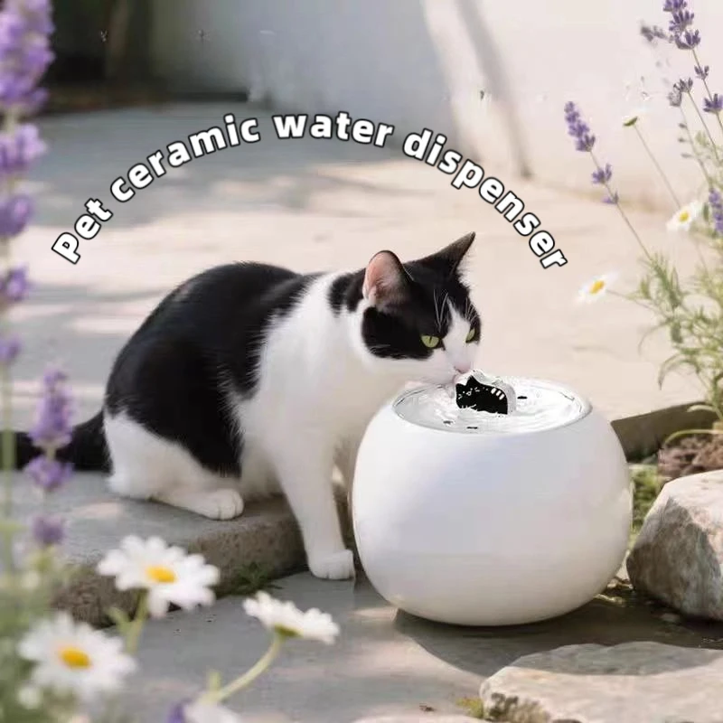 

Керамический автоматический диспенсер для воды для домашних животных, электрический циркуляционный фильтр для живой воды, антидетонационный диспенсер для воды для кошек с влажным ртом