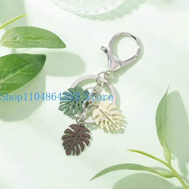 652F Ergonomic Leaves Keychain Fashion Leaves Pendant Alloy Texture Suitable for Girls Woman Fashion Lover Present