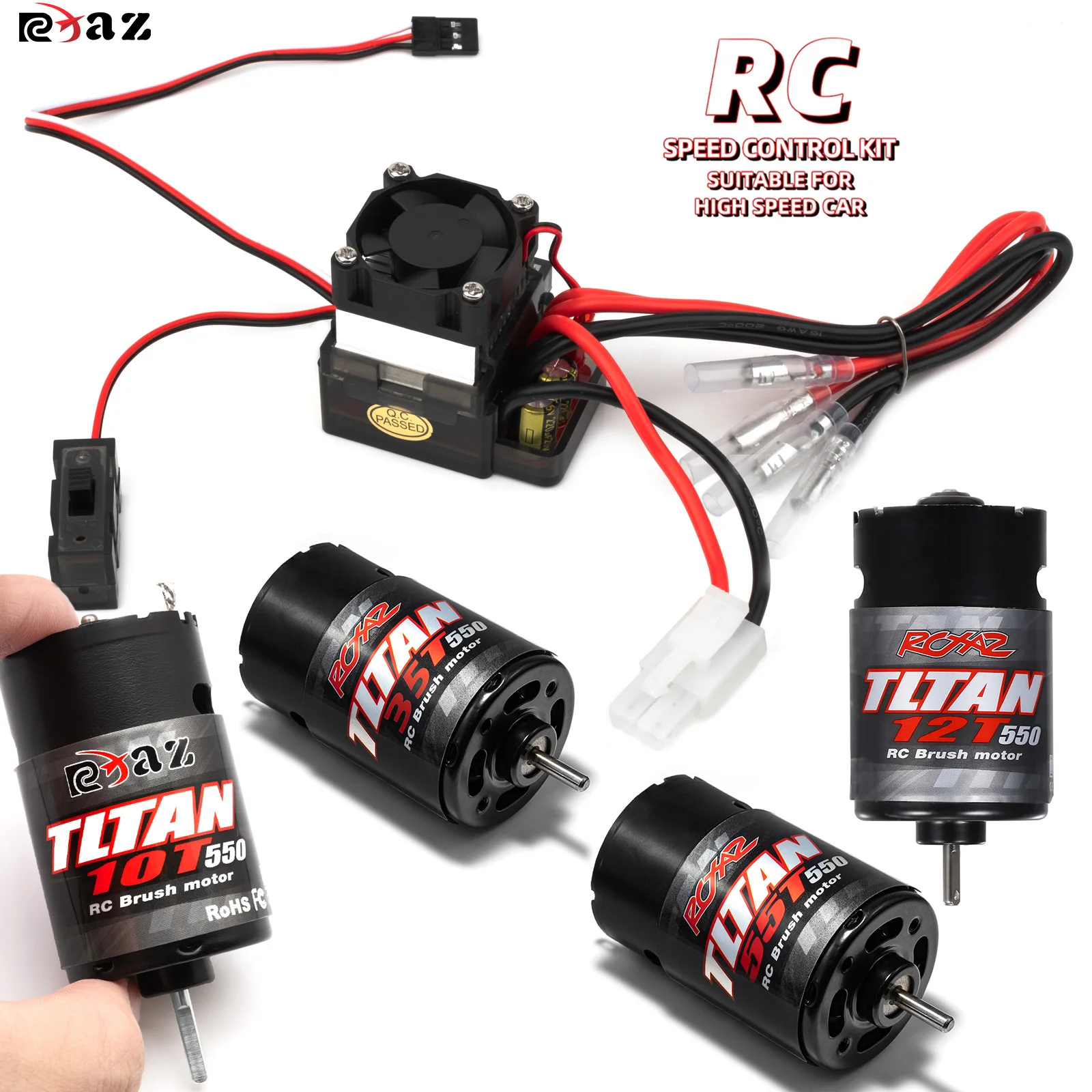 

RCXAZ RC 550 Матовый двигатель 10T-55T 320A Высоковольтный матовый ESC для 1/10 RC Car Boat Traxxas HPI Axial Short Truck Crawler