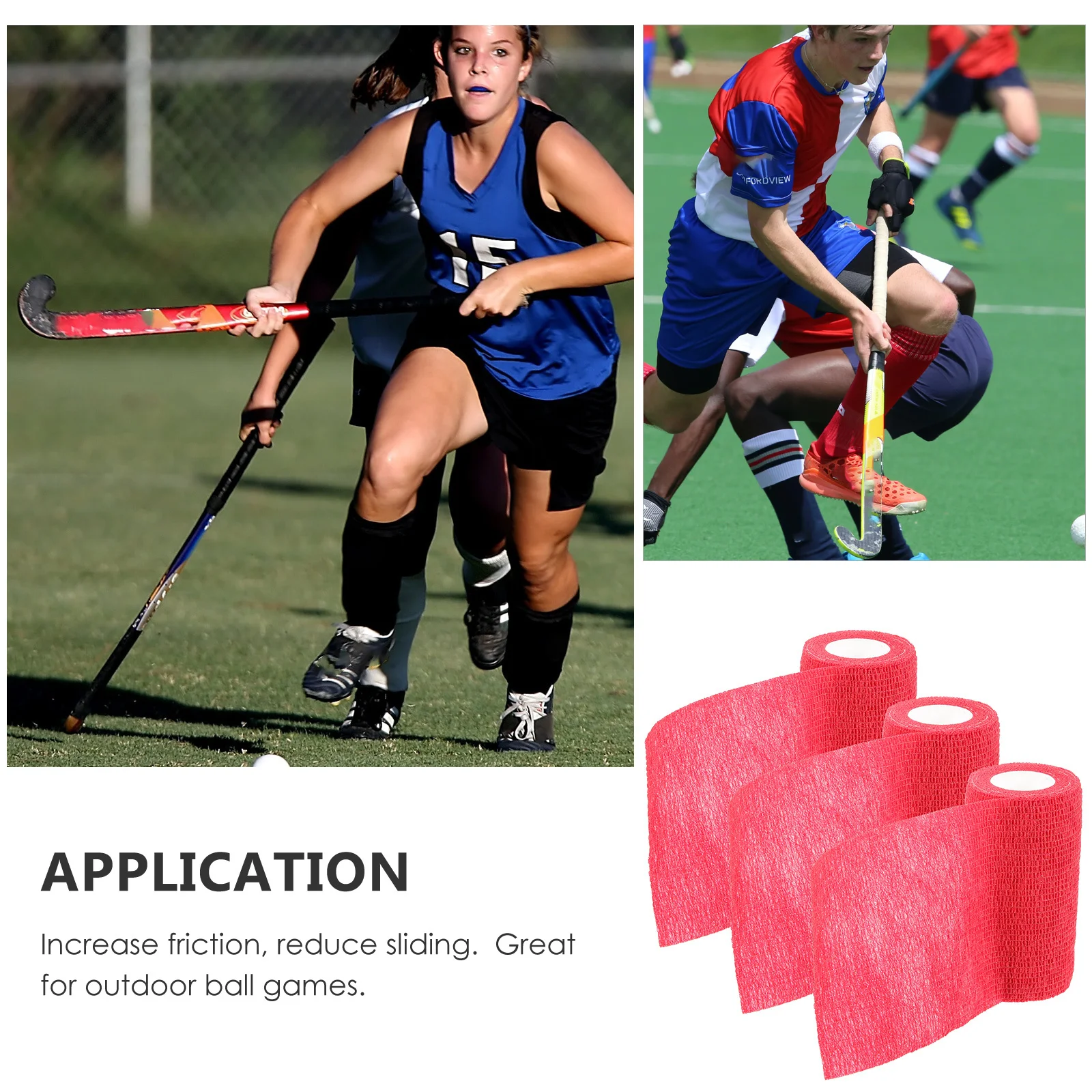 

3 Rolls Bright Color Hockey Grip Tape Elastic Non-Slip Racket Grip Replacement Sweat Absorption Tape Tennis Overgrip