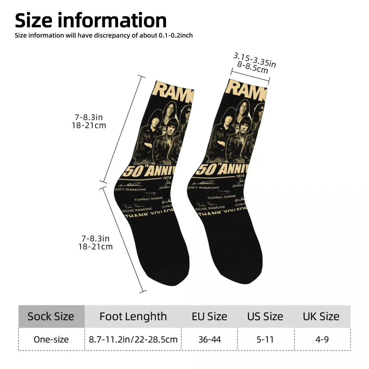 Ramons Strümpfe Album Grafik Gothic Socken Frühling rutschfeste Socken Unisex Herren Outdoor atmungsaktive Socken