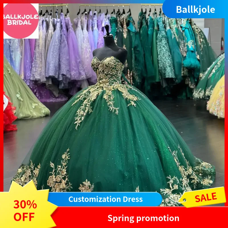 

2025 16 Dress Puffy Glitter Tulle Sweet 16 Ball Lace Up Corset Back Floor Length Prom Gown And Special Occasions