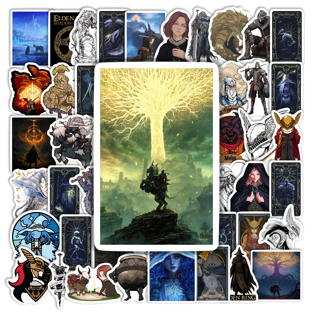 Coole Elden Ring Aufkleber-Set Vinyl-Sticker Wasserfest DIY Geschenk für Spielzeug Scrapbook Tagebuch Junk Journal Laptop Handy Gepäck Flaschen
