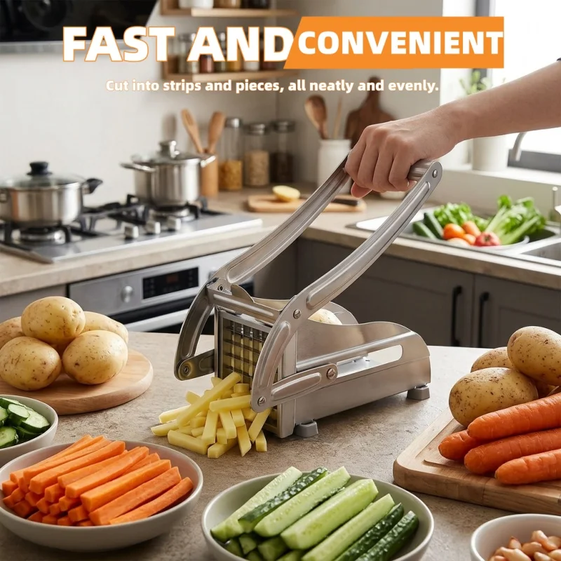Stainless Steel French Fries Cutter Household Manual Potato Slicer Multifunctional Cucumber Carrot Vegetable Dicing Machine