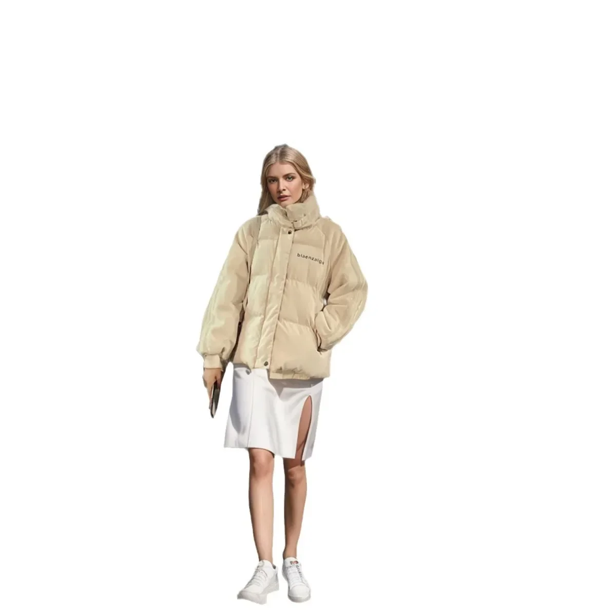 2025 femmes veste d'hiver col haut épaissir chaud Parkas manteaux femme lettre imprimé courte coton veste femmes vêtements nouveau