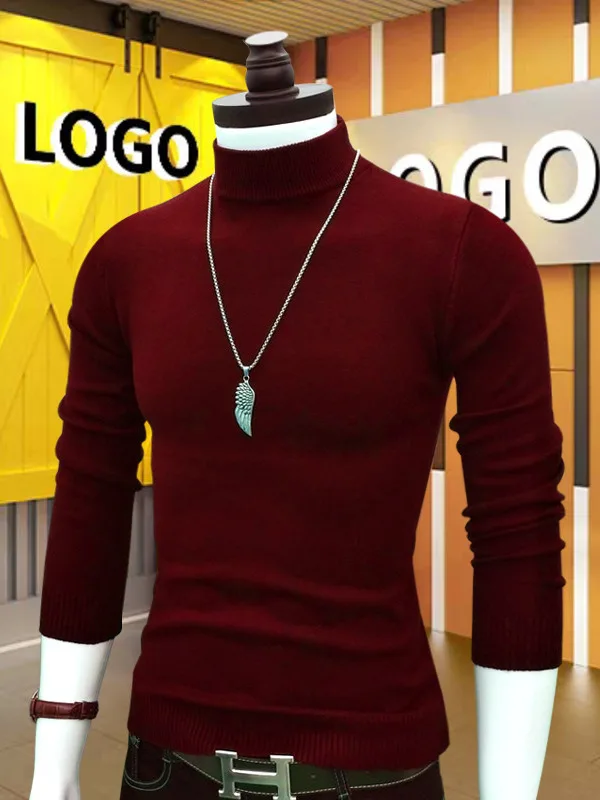 

Мужской приталенный вязаный свитер с высоким воротником, теплая внутренняя одежда, осень-зима, новинка 202, черный, универсальный, корейский, модный