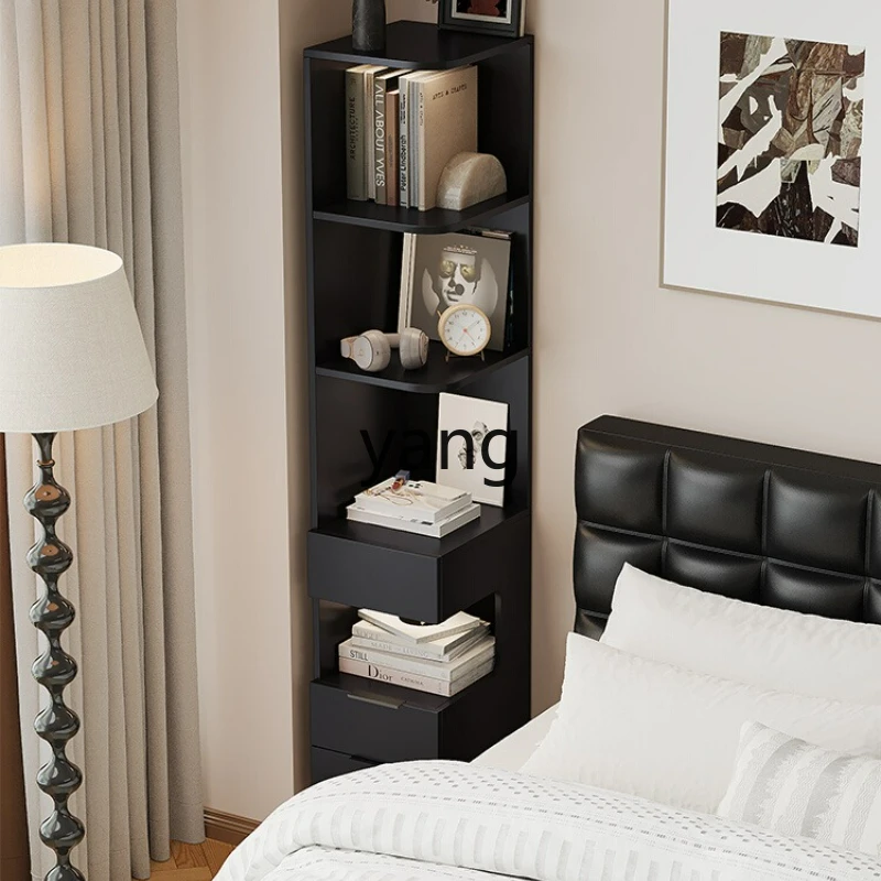 

LTT Solid wood extremely narrow bedside table Shelf Household bedroom narrow side bedside table