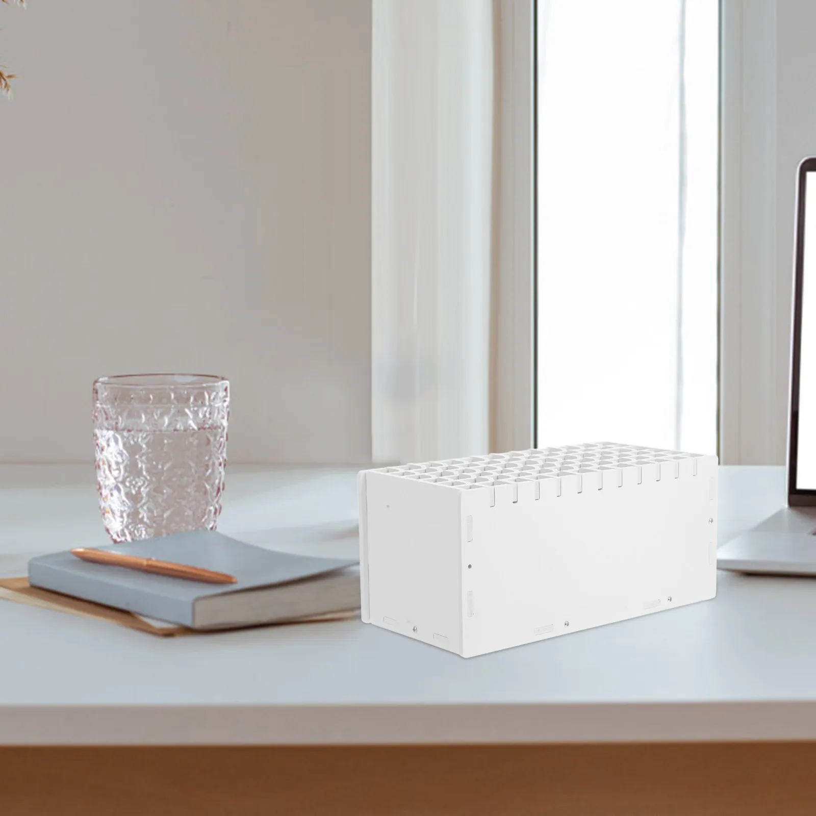 72-Grid Marker Organizer Large Capacity Wood-Plastic Board Easy Assemble Portable Desk Pen Storage Rack Pencil Holder