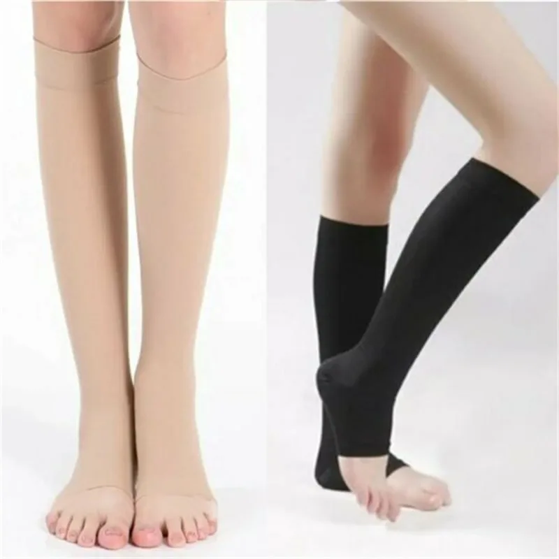 

Unisex Calf Compression Stockings Varicose Veins Shaping Graduated Pressure Stockings Elastic Open Toe Knee High Stocking Sports