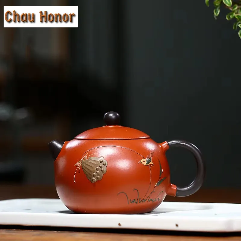 

240ml Yixing Raw Ore Zhu Ni Lotus Xi Shi Purple Clay TeaPot Handmade Household Kung Fu Tea Set Tea Ceremony Drinkware Customized