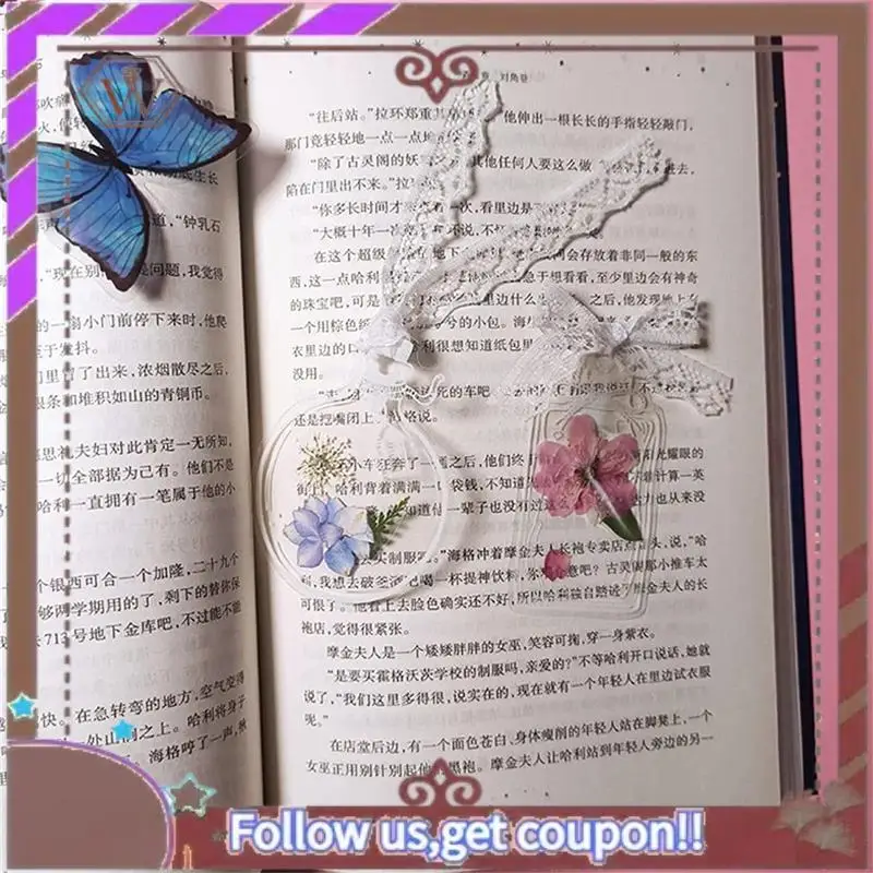 Latest 150PCS Transparent Dried Flower Bookmarks DIY Handmade Book Marks Glassware Stickers Flower Page Clips Stationery