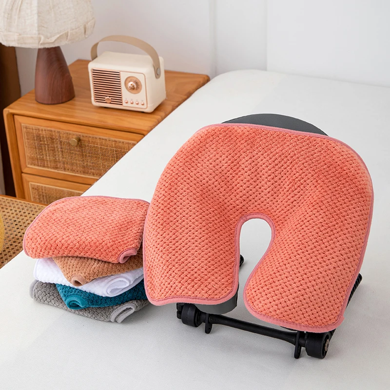 Coral Fleece Head Pad Towels U-Shaped Facial Pillow Covers Thickened Headrest Cushion Facial Care Beauty SPA Massage Supplies