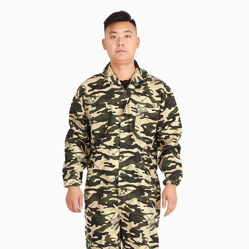 Work Jumpsuit Waterproof Elastic Cuff Multiple-Pockets Anti-static Polyester Long Sleeve Men Coveralls Work Uniform for Male