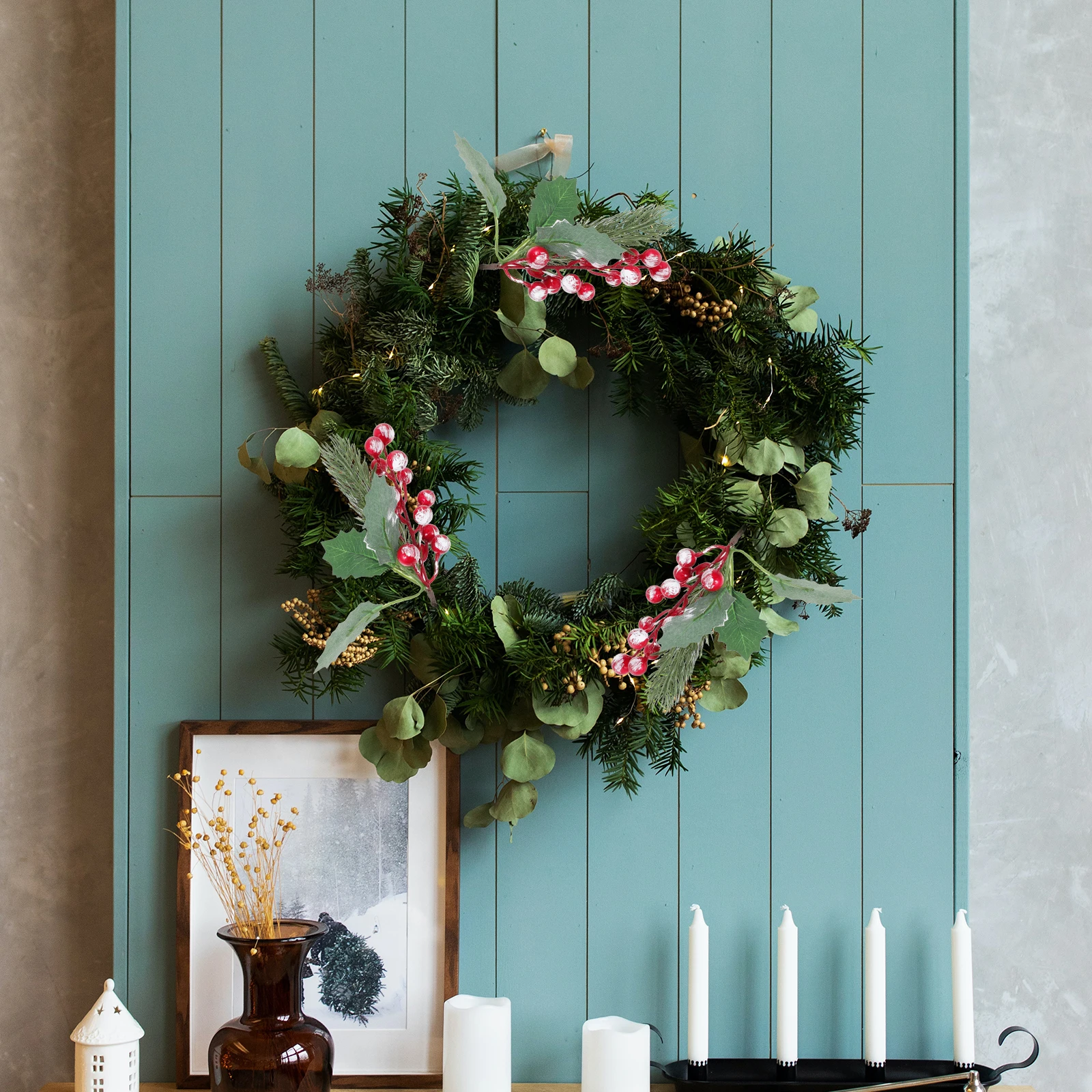 

12pcs Christmas Wreath Accessories Simulation Berry Ornament For Xmas Tree Decor Festival Home Adornment Party Hanging Pendants