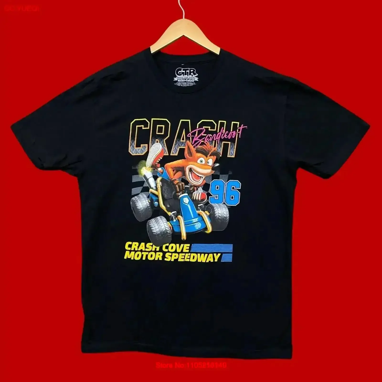 Crash Bandicoot Cove Motor Speedway T Shirt size large vintage Washed Top For Everyday Wear Soft Comfortable Stylish homme