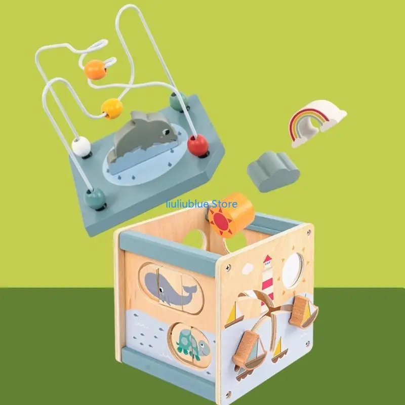 Đồ chơi mê cung hạt dành cho trẻ mới biết đi bằng gỗ con lăn đầy màu sắc